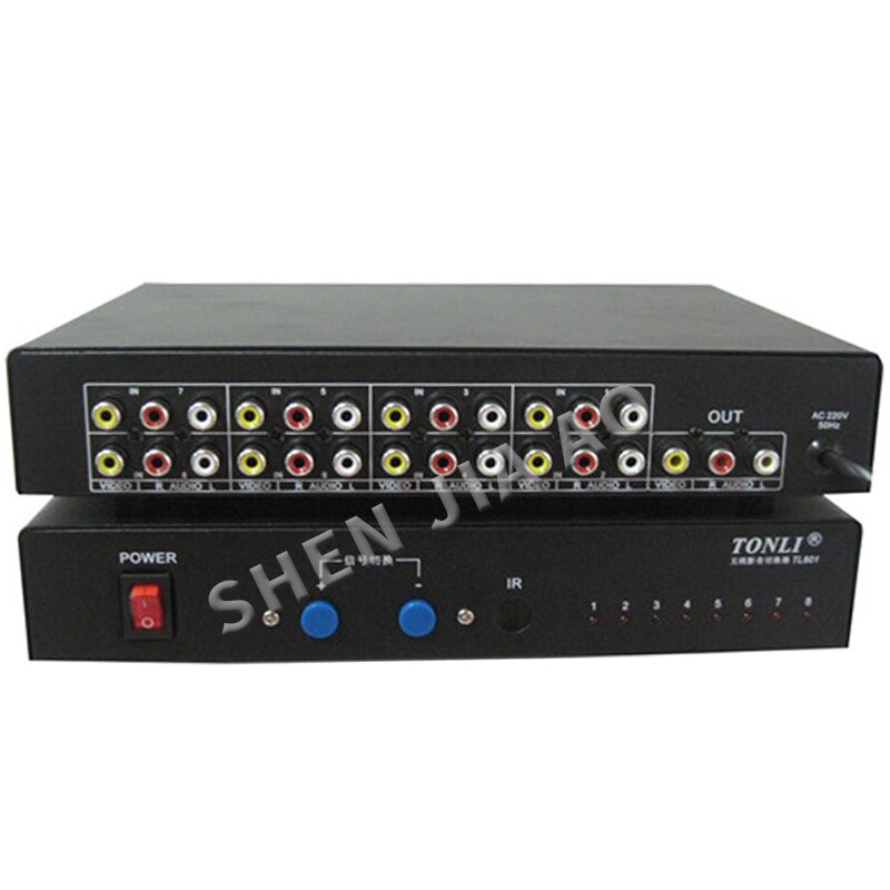 Audio en video switcher met afstandsbediening 8 in 1 out AV switch TL801 185 V-250 V/ 50Hz