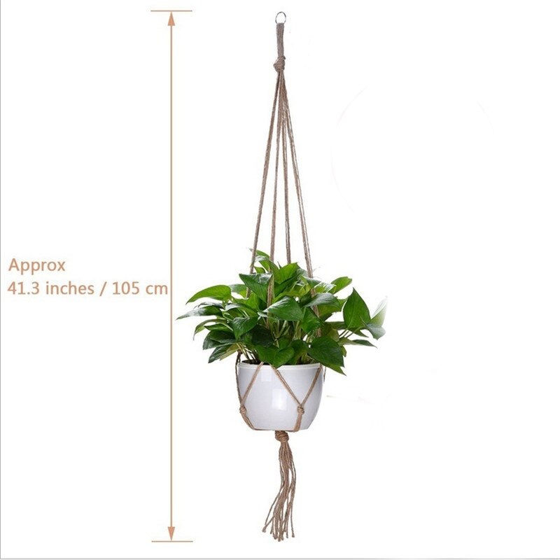 90/105/122cm makrame växthängare korg blomkruka växthållare makrame hängande knuten lyftrep trädgård heminredning: 105cm