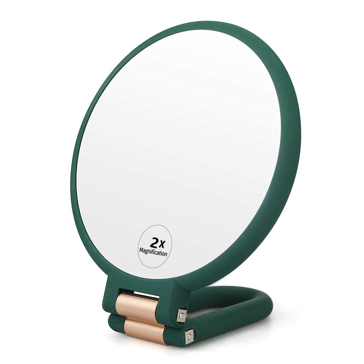2/5/10x Magnifying Handheld Mirror ,Travel Folding Hand Held Mirror,Double Sided Pedestal Makeup Mirror with 1/10x Magnification: Gold
