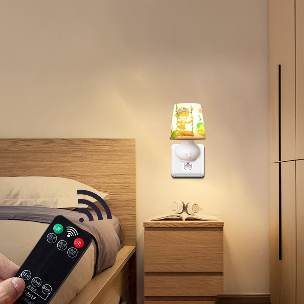 Led natlampe 0.5w ac110v hvid/varm hvid med fjernbetjening lysdæmper baby natlys til børn soveværelse gang