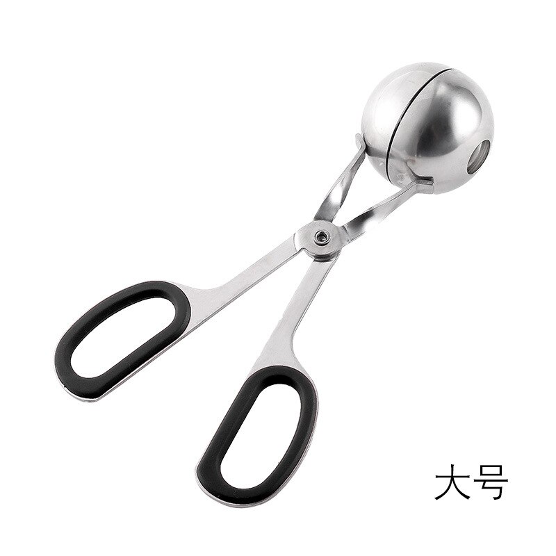 Rustfritt stål kjøttboller klipp piller maker matte klipp kjøttboller maker husholdnings suppe ball klipp fisk ball maker klipp spoonkitchentool: Svart / L