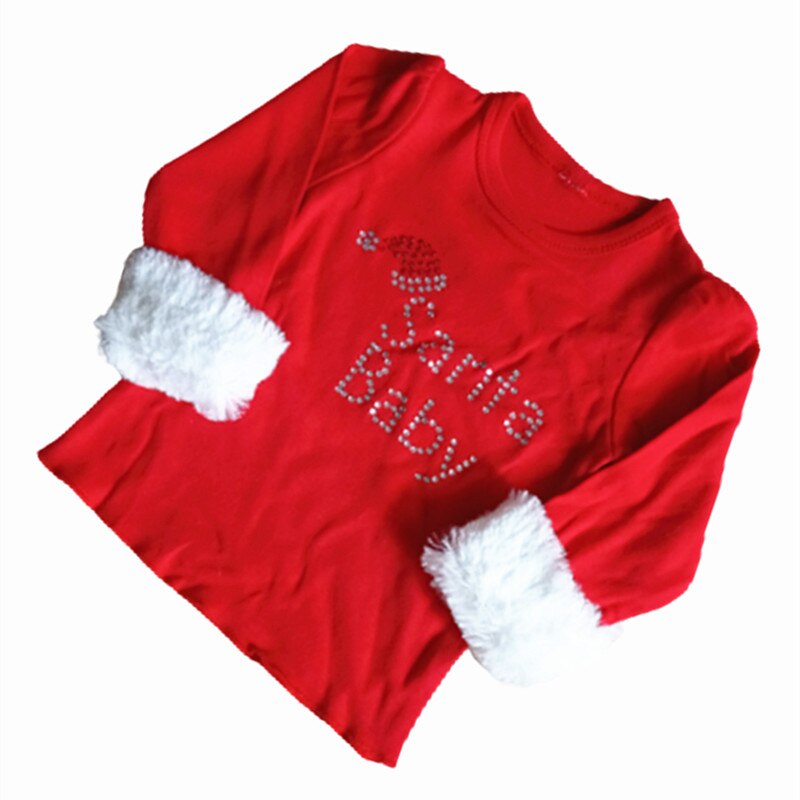 Camiseta de bebé de Navidad, Tops de manga larga para niña, ropa de disfraz de Navidad, ropa de Papá Noel para bebé, Camiseta de algodón suave, atuendo