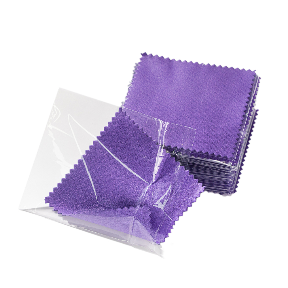 50 stücke Einzeln Silber Reiniger Polieren Schmuck Tuch Serviette Anlaufen Entferner Werkzeug Mit Paket Ornamente Für Besteck Gold: Lila