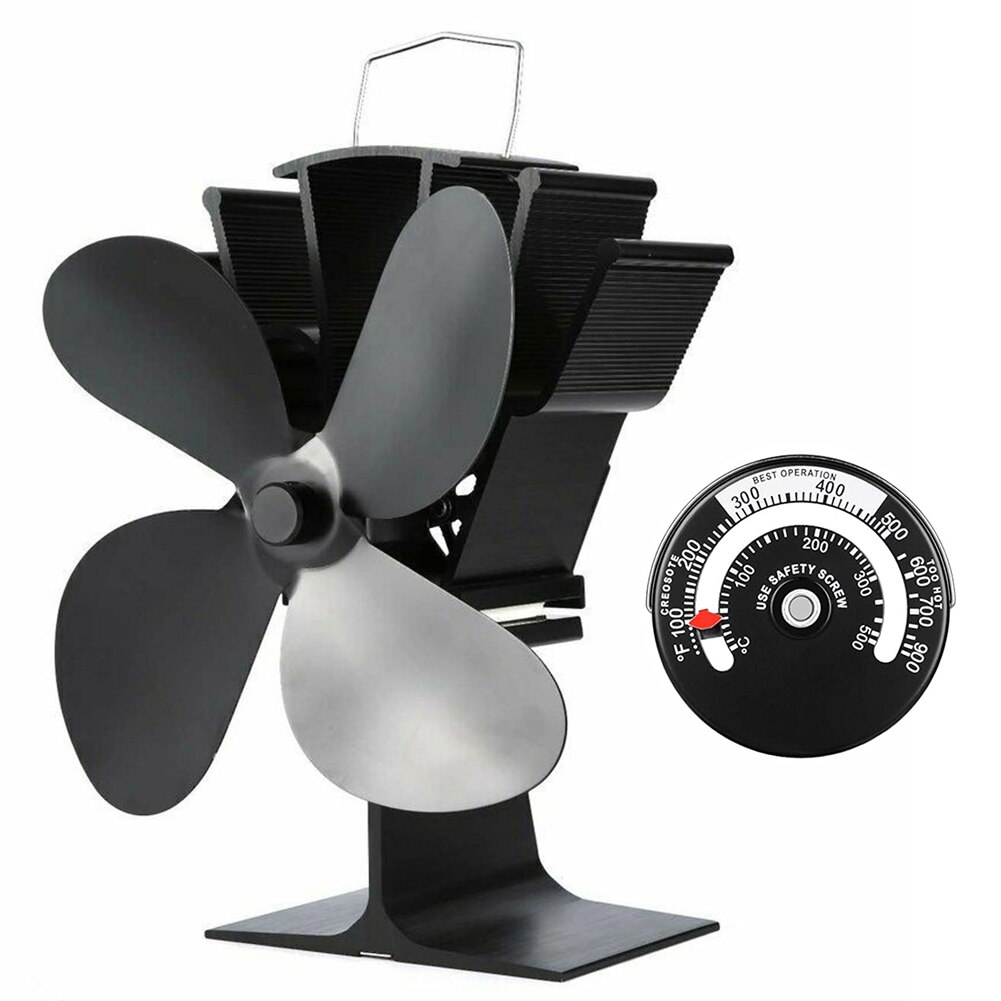 Mini Black Burner Stoves Fan Four Leaf Burning Stove Fan Ecological Fireplace Fan Wood Burner Stoves Home Heat Distribution