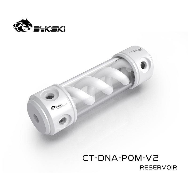 Bykski DNA Cylindrical Reservoir PC Water Cooling, T Virus Spiral White POM Water Tank RGB 12V/5V, 190/260mm 56mm, CT-DNA-POM-V2