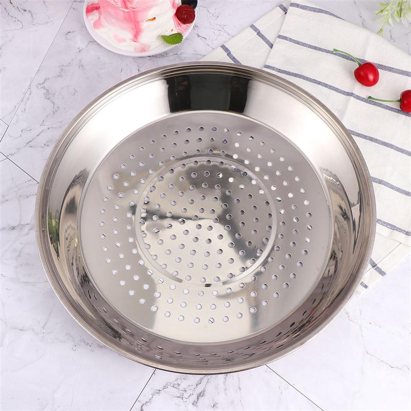 Plato humeante de acero inoxidable con agujeros, vaporizador grueso, utensilios de cocina