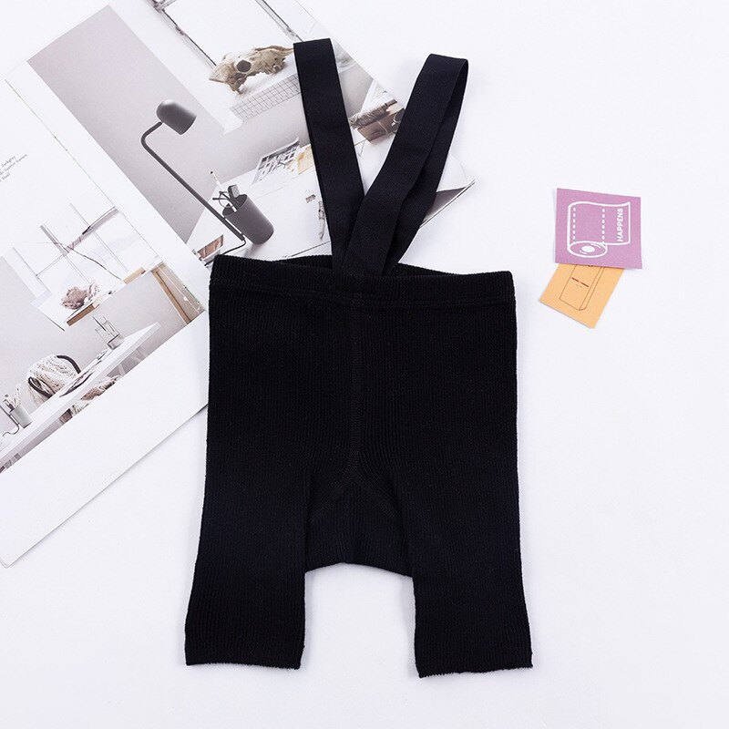 Calça collants de malha macia para crianças, top curto de meia-calça para meninos e meninas, verão: Preto / 12-24M