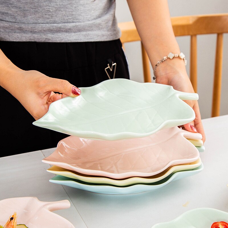 JINSERTA Ceramic Storage Tray Dinner Plate Dish Tableware Dessert Fruit Cake Salad Sushi Snack Nuts Plate for Desktop Decor