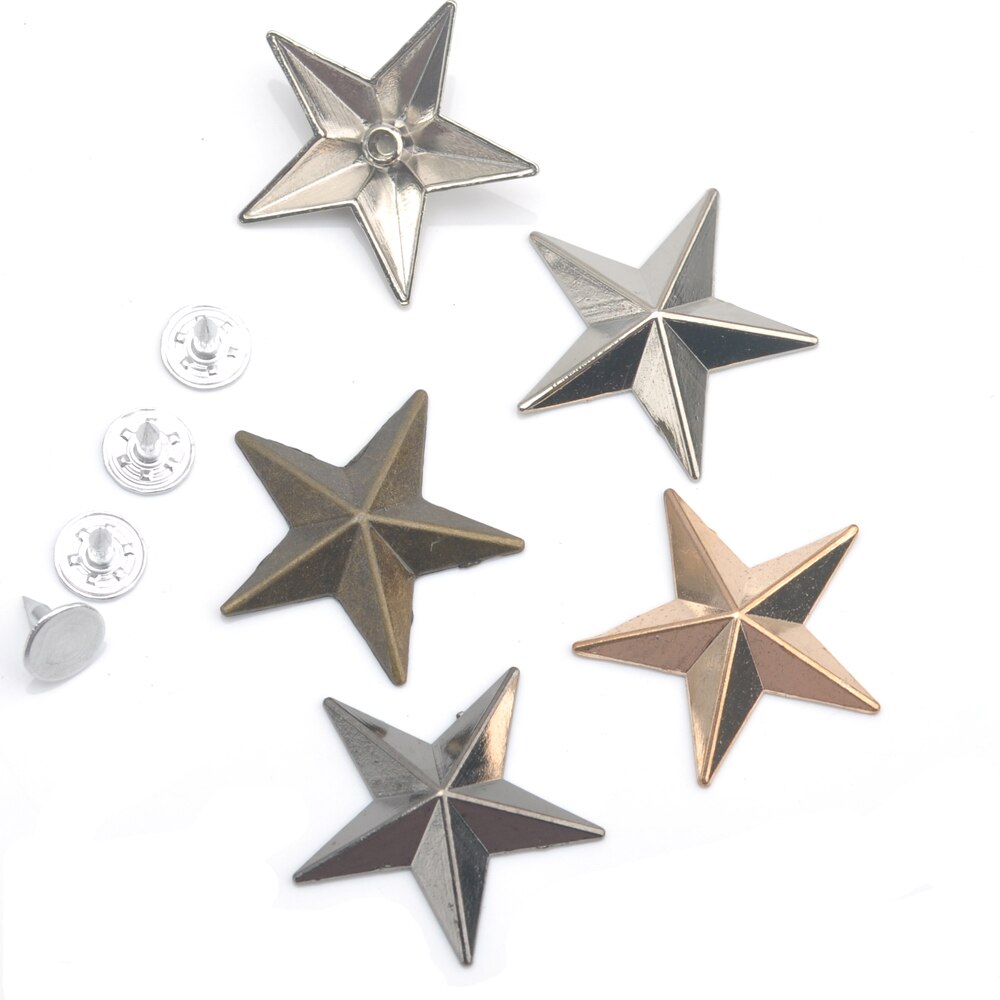 60 set/lote 29mm de aleación de zinc de remaches de metal star vaqueros prendas remaches alumbre de níquel negro bronce dorado ZD-026