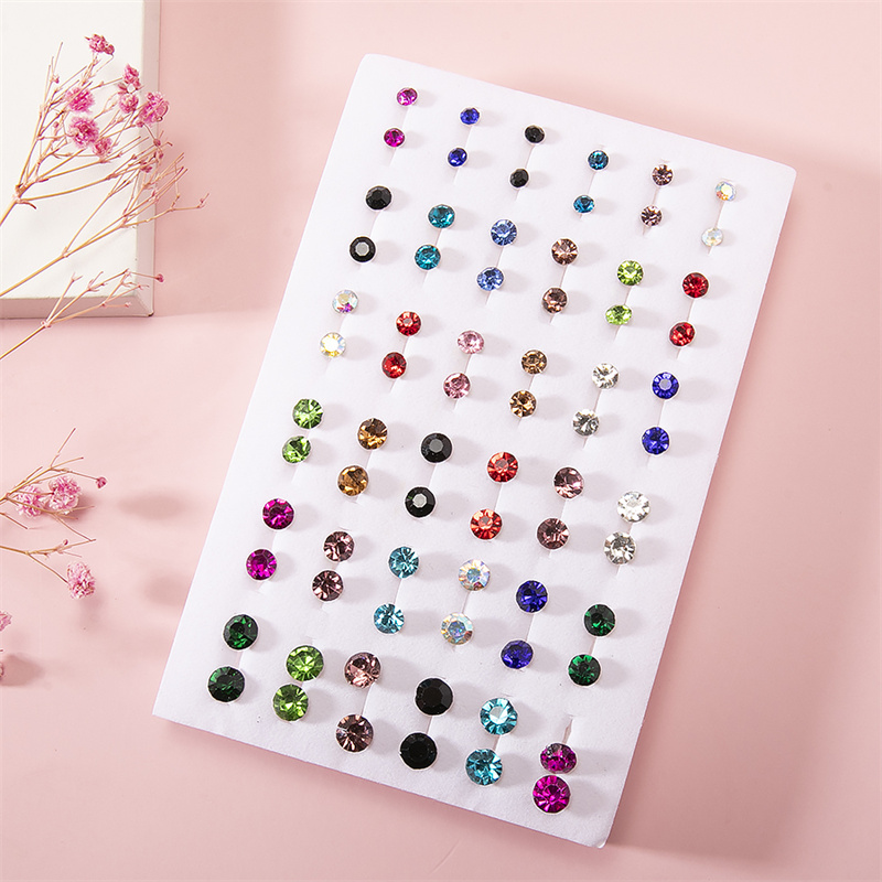 Novo 36 pares/set tamanho misto colorido cristal brincos conjunto feminino plástico strass brincos conjuntos para menina jóias festa presente