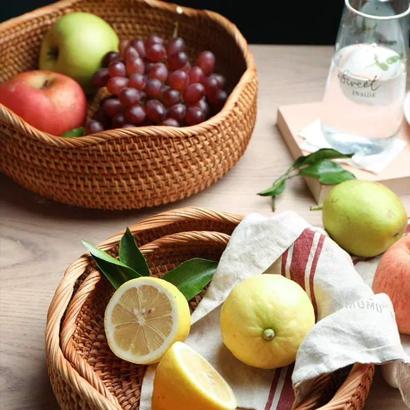 handgeweven opbergmand Rotan opbergvak Rieten mandBread Fruit Ontbijt Thee Picknickmand Keuken Opbergmand