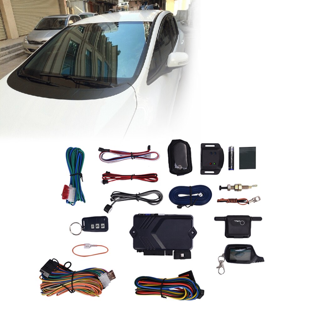 For TyreSafe B9 Russian Two-way Car Anti-theft Alarm System Ignition Remote Engine Keyless Start System With LCD Remote Control: Default Title