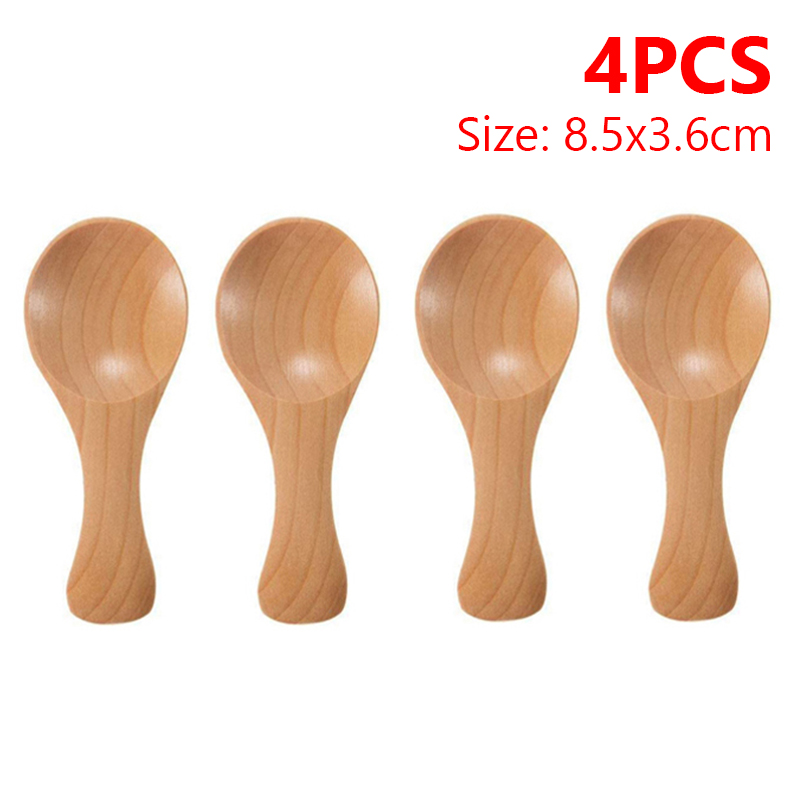 Mini cucharas de madera para cocina, cuchara para condimentos de especias, café, té, azúcar, cucharaditas, mango corto, vajilla para el hogar, 8/1 Uds.: Grey