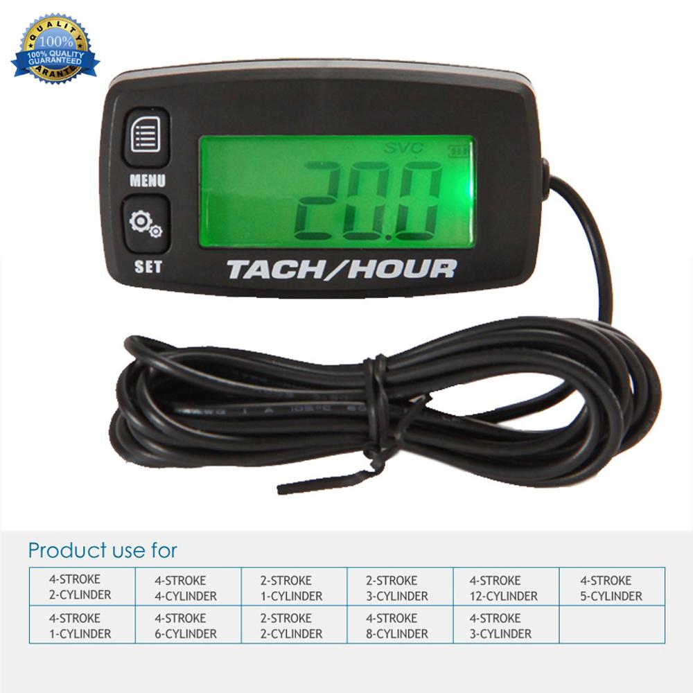 Inductive Tachometer Gauge Backlit Digital Resettable for motorcycle marine glider ATV snow lawn mower jet ski pit bike HM032R
