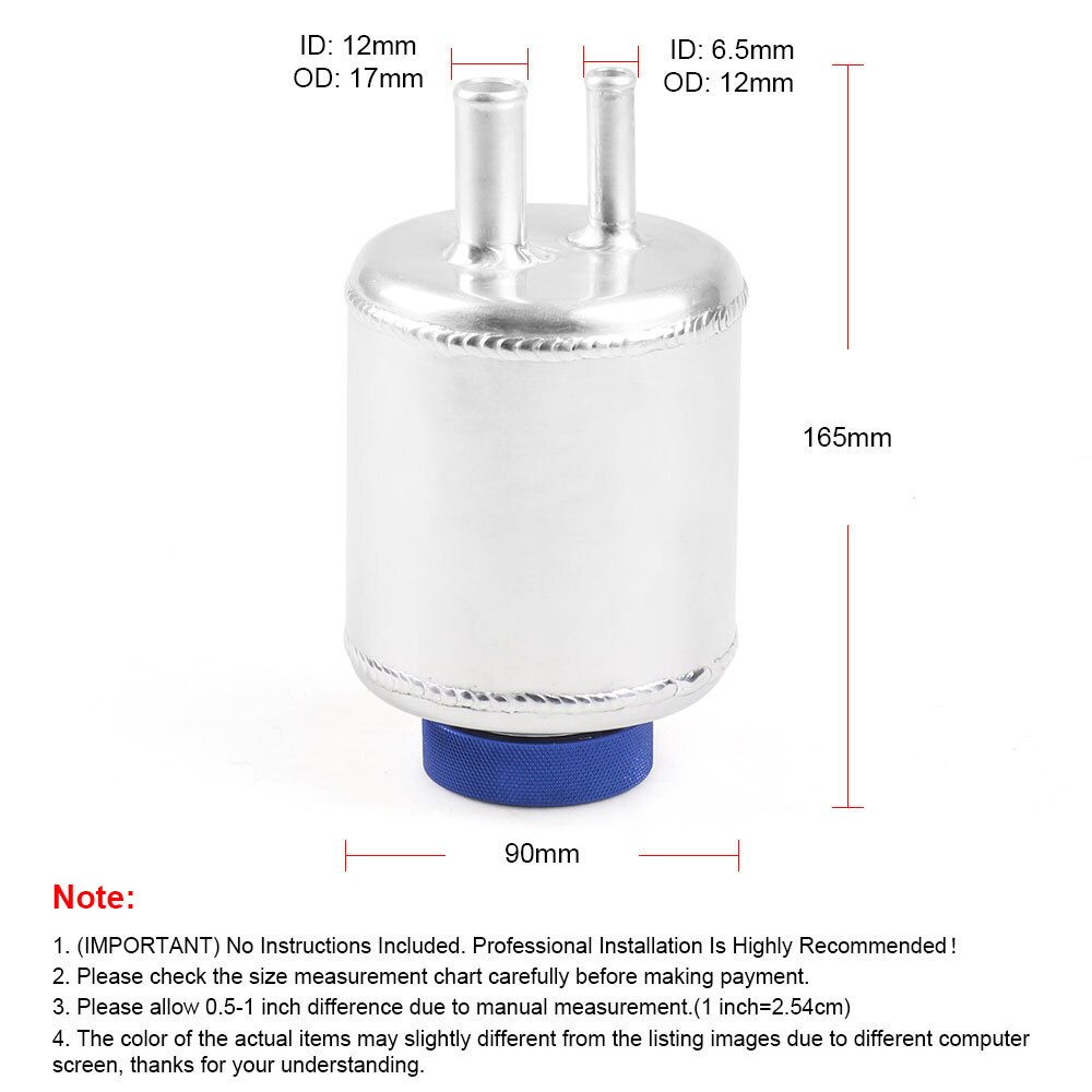 Universal Power Steering Fluid Reservoir Tank Aluminum 1000 ML Replace Set Parts