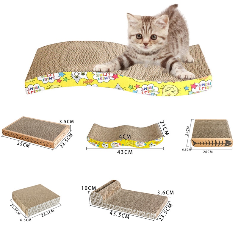 Corrugated Cat Scratch Board Pad Grinding Nails Interactive Protecting Furniture Cat Toy Large Size Cat Scratcher Toy Cardboard