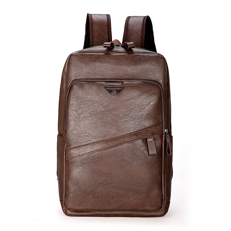 Leather Bagpack Large Laptop Backpacks Male Mochilas Casual Schoolbag For Teenagers Boys Men Backpack: Dark Brown