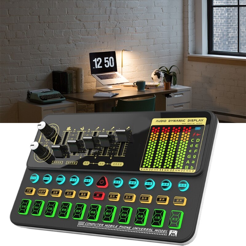 Mini Sound Mixer Board Voice Changer Sound Card with Sound Effects for Phones