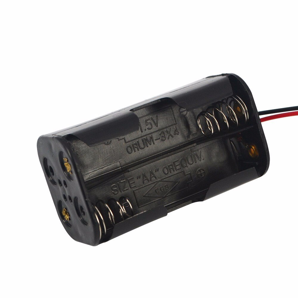 5 Stks/partij Aa Batterij Houder 6V Voor 4 X Aa Batterijen Zwart Plastic Opbergdoos Case Dual lagen Met Wire Lead