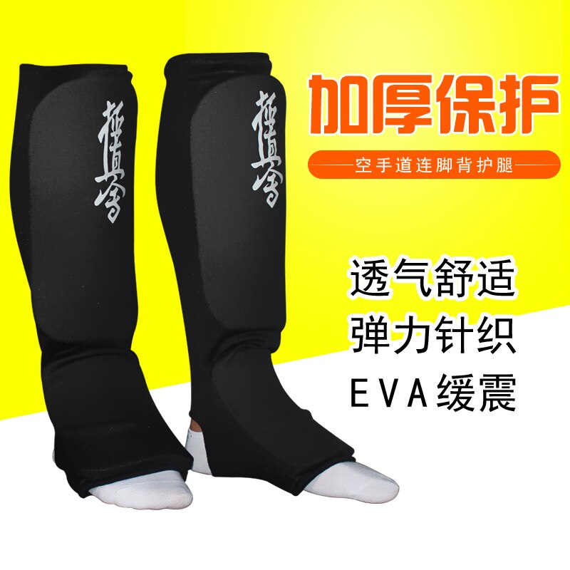 Espinilleras de kárate para niños y adultos, protector de pierna de Taekwondo MMA, almohadillas para el pie, almohadilla de tela blanca y negra, de buena , novedad
