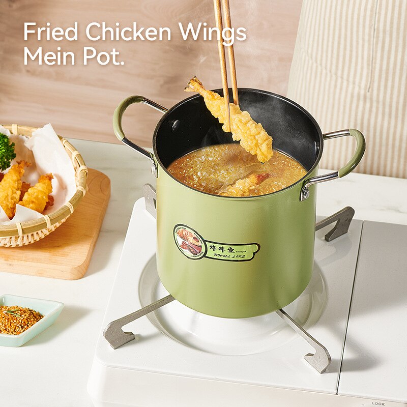 Japanischen Friteuse mit Sieb und Deckel Küche Tempura Friteuse Pfanne Friteuse Ohne Öl Pfanne Französisch Frites Nudel Kochen topf
