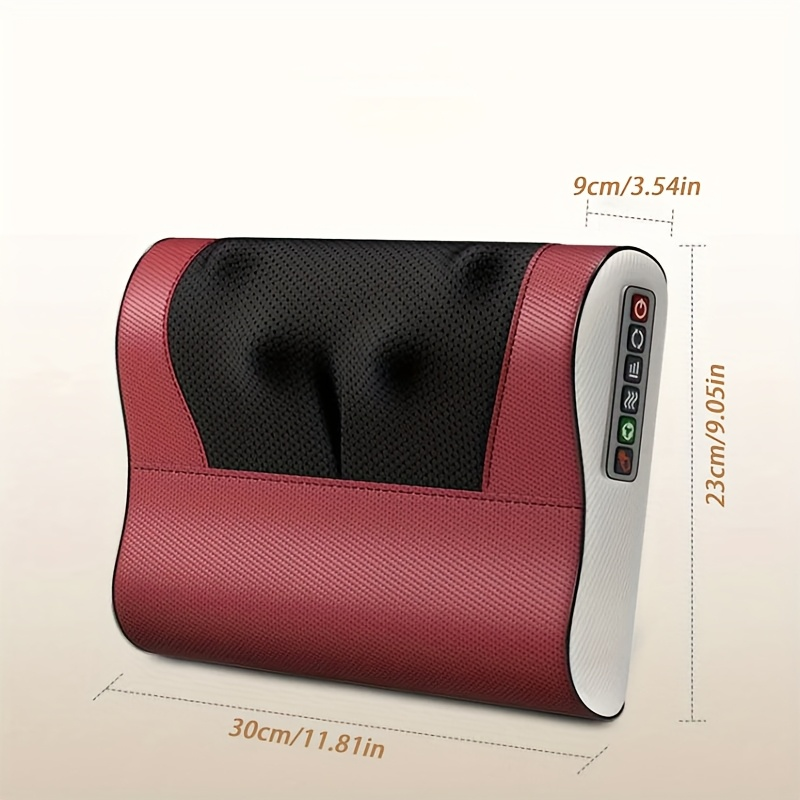 Neck Massager, Massage Pillow with 20 Massage Heads, Kneading and Heating Functions, 6-Button Control Suitable for Shoulders, Neck, Waist, and Back, Multi-Area Massager, Dual Modes for Home and Office Use,
