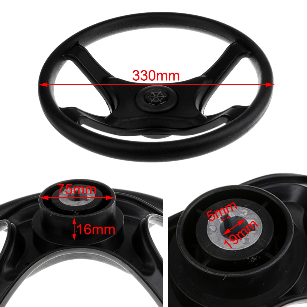 Universal 13 inch Marine Sports Boat Pontoon Steering Wheel 4 Spoke 3/4 inch Shaft