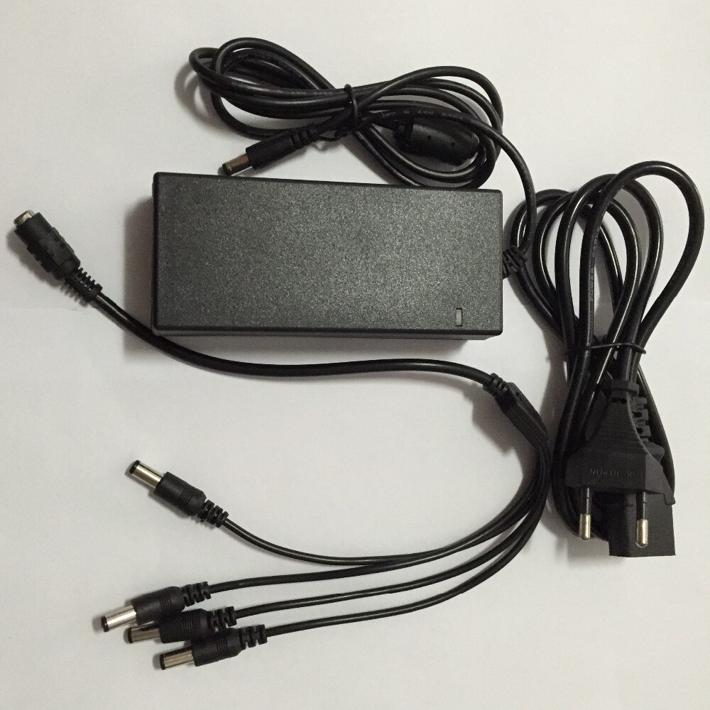 DC 12V 5A Power Supply Adapter + 4 Split Power Cable for CCTV Security Camera DVR Analog AHD TVI CVI Camera DVR Systems