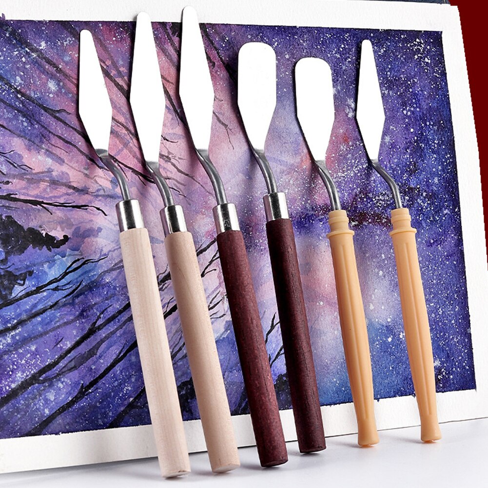 7Pcs Fine Art Oil Painting Scraper Paint Spatula Stainless Steel Paint Picking Knife Student Coloring Spatula Artist Art Tools