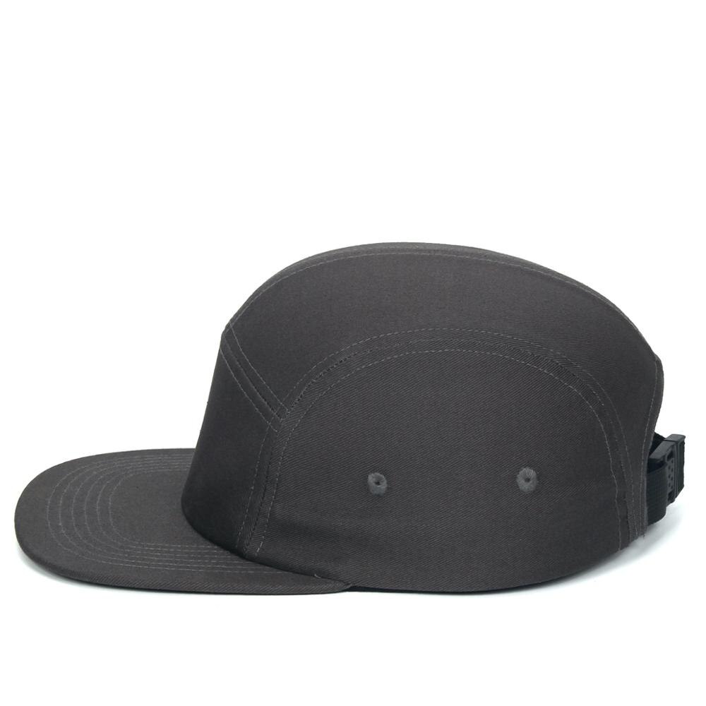 DongKing 5 Panels Cap Short Brim Hat Flat Bill Cotton Blank Camping Hats Solid Colors Low Crown Classic Adjustable: Dark Grey