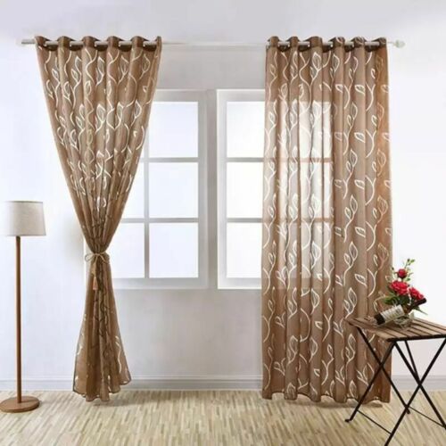 Product Window Screen Leaf Bubble Cut Flower Window Screen Romantic Tulle Curtain Kitchen Living Room Curtain: Brown