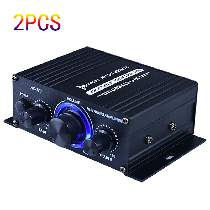 AK-170 Mini HIFI Audio Power Amplifier 400W Power Digital Amplifier HIFI Digital Stereo Power Amplifier Home Car Radio Mic: 2PCS Black