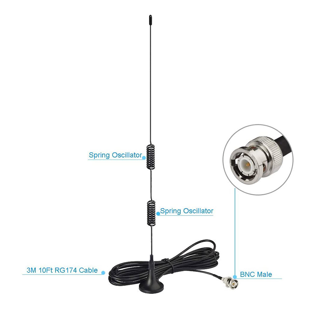 Eightwood VHF UHF Ham Radio Police Scanner Antenna BNC Male Compatible with Uniden Bearcat Whistler Radio Shack Police Scanner