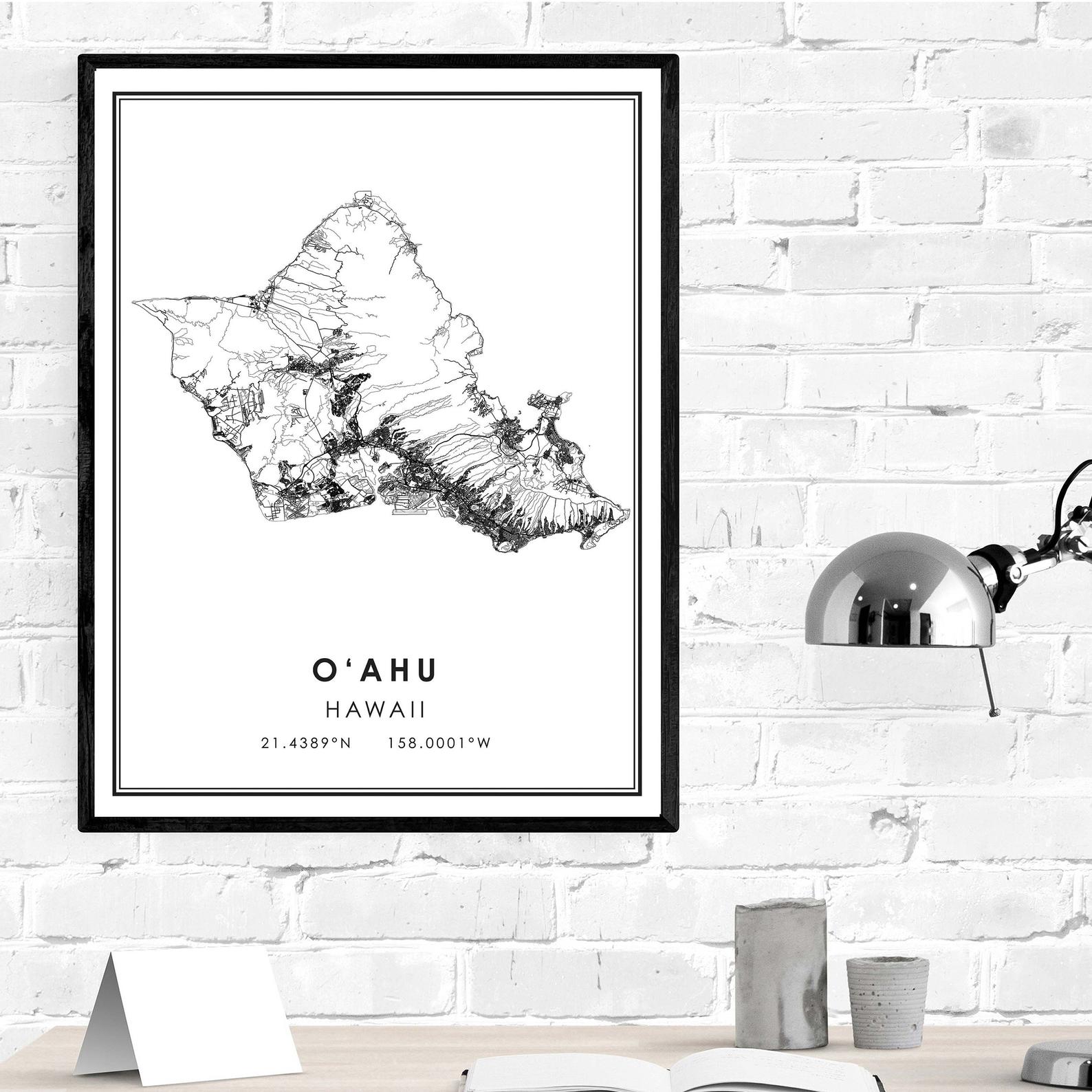 Oahu map print poster canvas | O‘ahu Street map | Hawaii Oahu city map print poster canvas