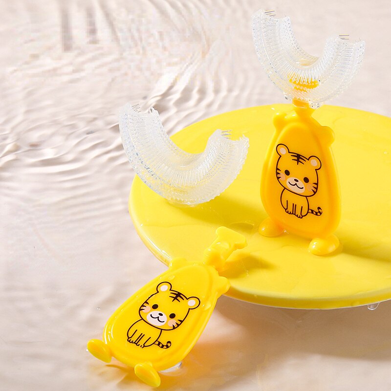 2-8Y Cute Animal Kids spazzolino a forma di U spazzola in Silicone per bambini 360 spazzolino da denti filo per bambini spazzolino da denti U spazzolino da allenamento