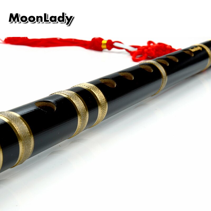 D/e/f/g-tasten schwarze bambusflöte mit doppelten goldlinien musikinstrumente chinesische handgefertigte holzblasinstrumentflöte