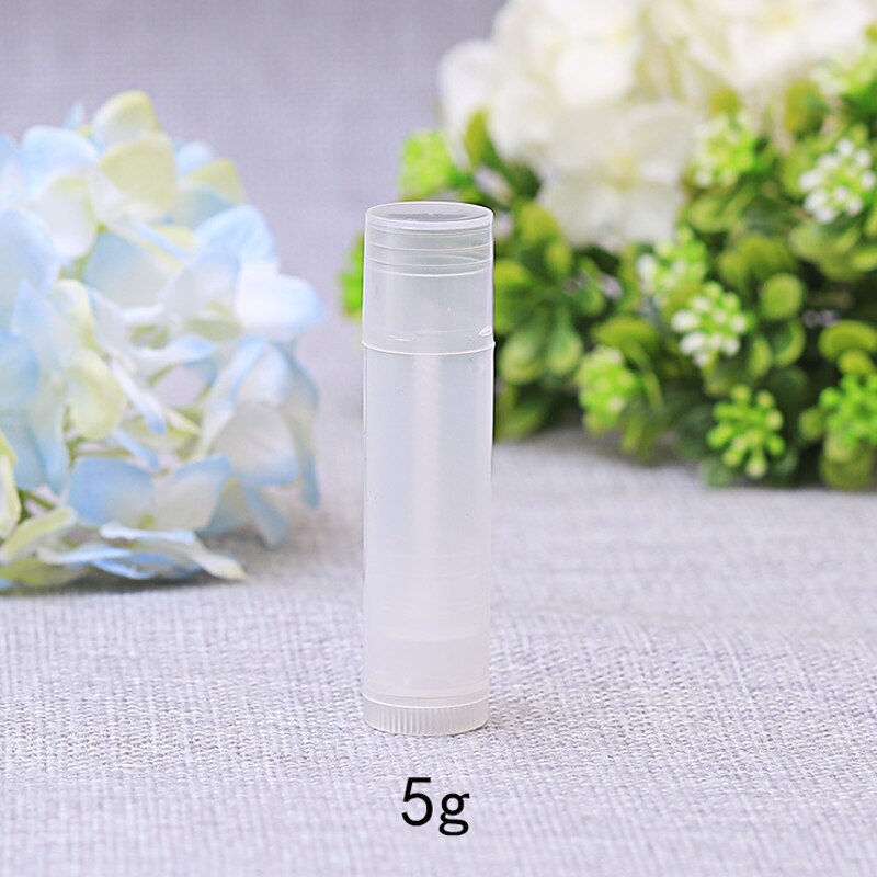 Tubos de bálsamo labial vacíos a granel, 5g, 5ml, con fondo giratorio, envase de bálsamo labial transparente rellenable para maquillaje cosmético DIY, 10 Uds.: Transparente