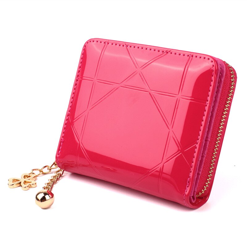 Nova moda feminina carteira de couro do plutônio carteira de bolso de moedas de moda feminina cor pura titular do cartão: 2