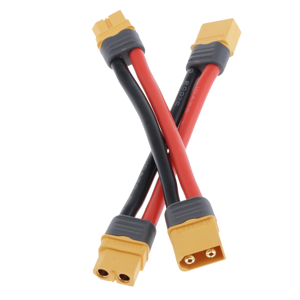 2 pacotes rc carregador 100mm xt60 plug macho fêmea cabo de extensão fio 10awg