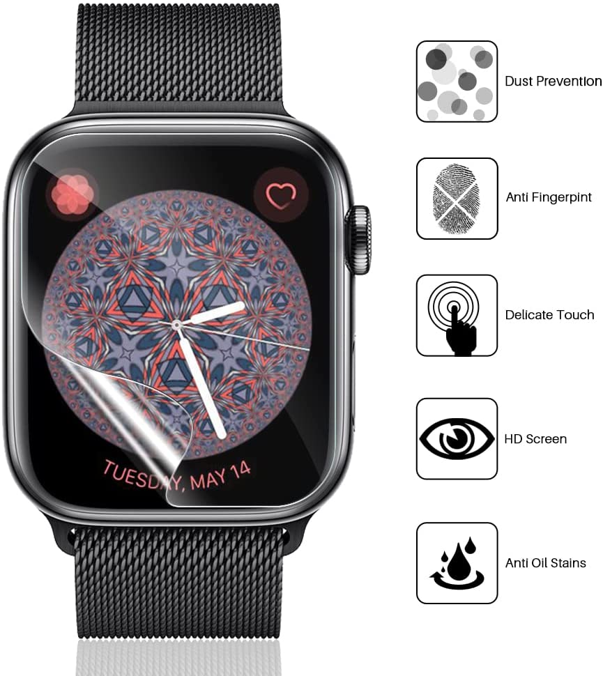 Screenprotector voor Apple Watch Series 8 7 41 mm 45 mm, HD transparante TPU-film iwatch Series 6 SE 5 4 3 2 1 38 mm 42 mm 40 mm 44 mm