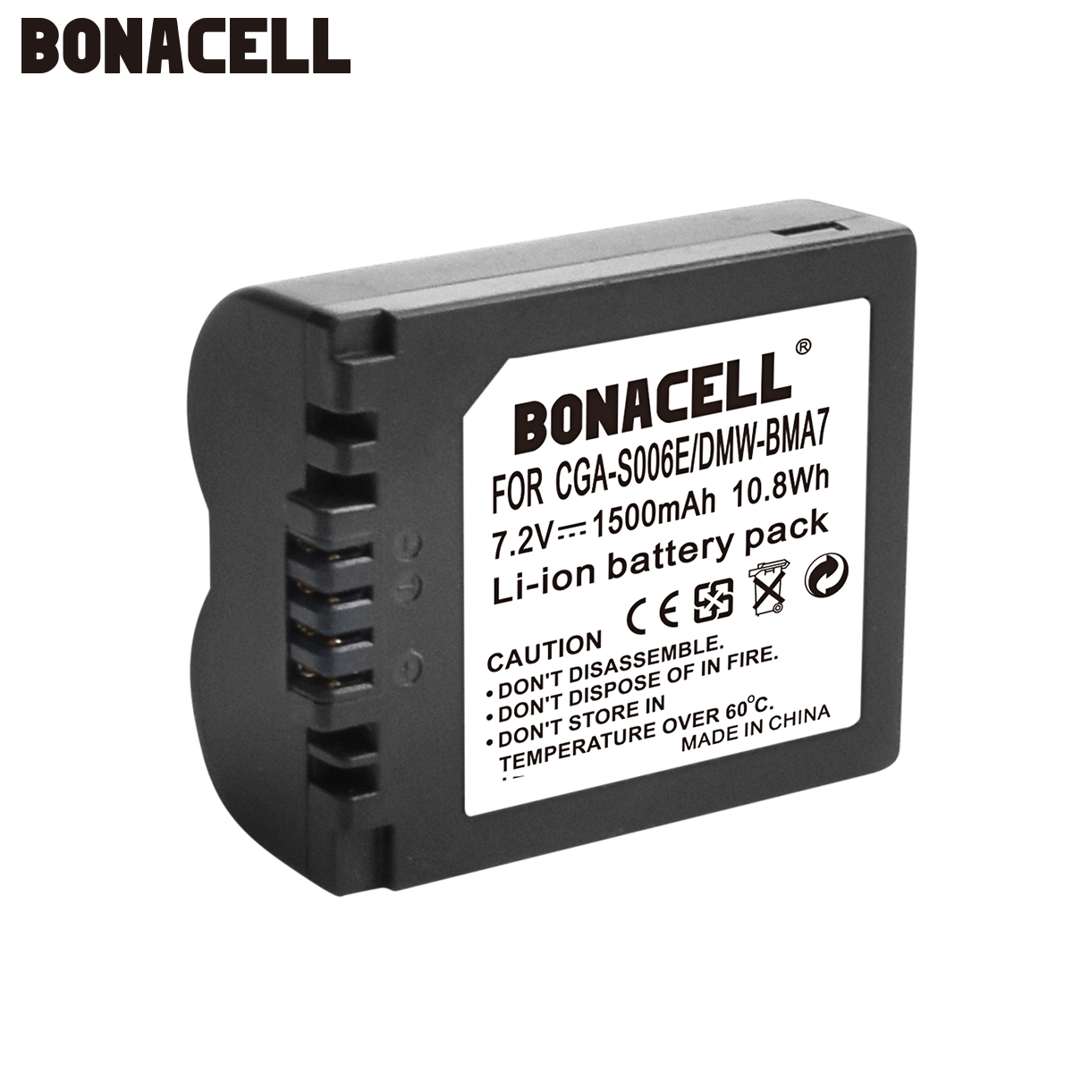 Bonacell 1500mAh CGA-S006 CGR CGA S006E S006A S006 DMW-BMA7 Camera Battery for Panasonic DMC FZ7 FZ8 FZ18 FZ28 FZ50 FZ30 L50: 1 Pack Battery