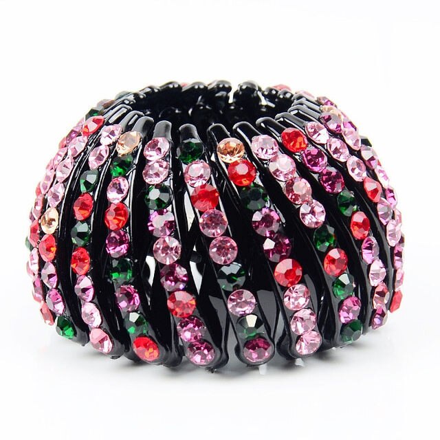 Meisjes Kristal Haar Clips Strass Paardenstaart Houder Haar Klauw Haaraccessoires Vrouwen Ball Head Hoofddeksels Haarspeld Clip: Multicolor