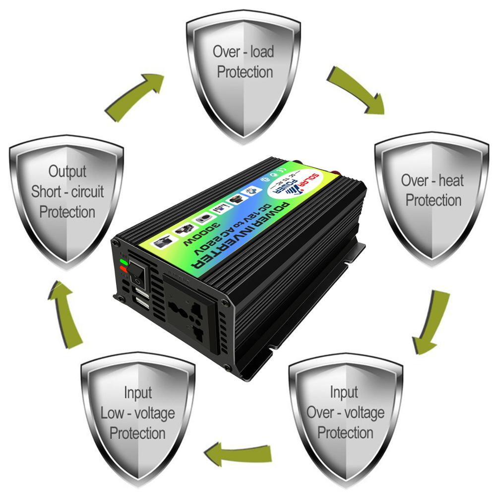 Peak 3000W Car Power Inverter 12V 220V 110V Built-in Cooling Fan Modified Sine Wave 220v to 12v Converter Power Adapter