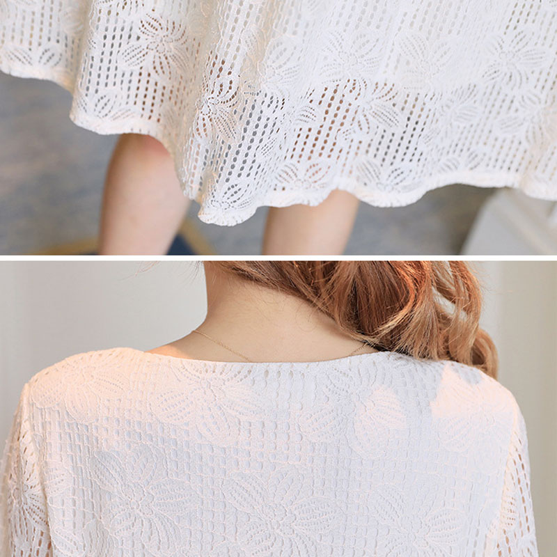 Long Sleeve Lace Maternity Dresses For Pregnant Women Clothes Spring Bottoming Hollowed Casual Solid Pregnancy Dresses