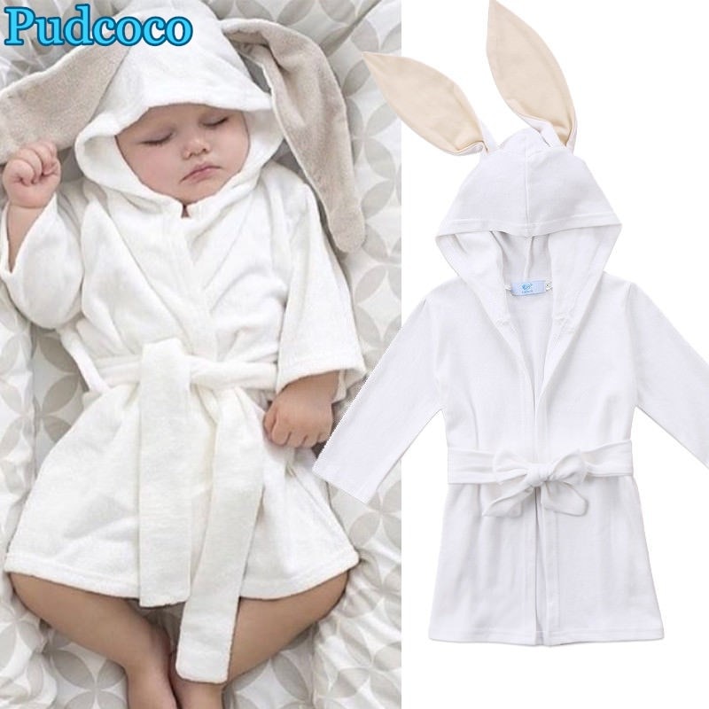 Pudcoco mærke dreng pige dyr baby badekåbe hætte badehåndklæde spædbarn badning honning baby