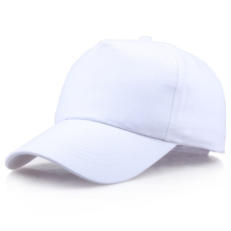 Unisex ensfarvet baseball cap bomuld snapback hatte retro enkel solcreme camouflage accepter tilpasning  bq125: Hvid