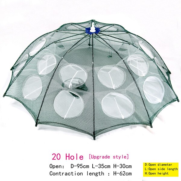 Newest Fish trap 4/6/6/12/10/16/20 Holes Automatic Folding Fishing Net Carp Shrimp Crab Baits fish Fishing Equipment: 20 Holes SJ