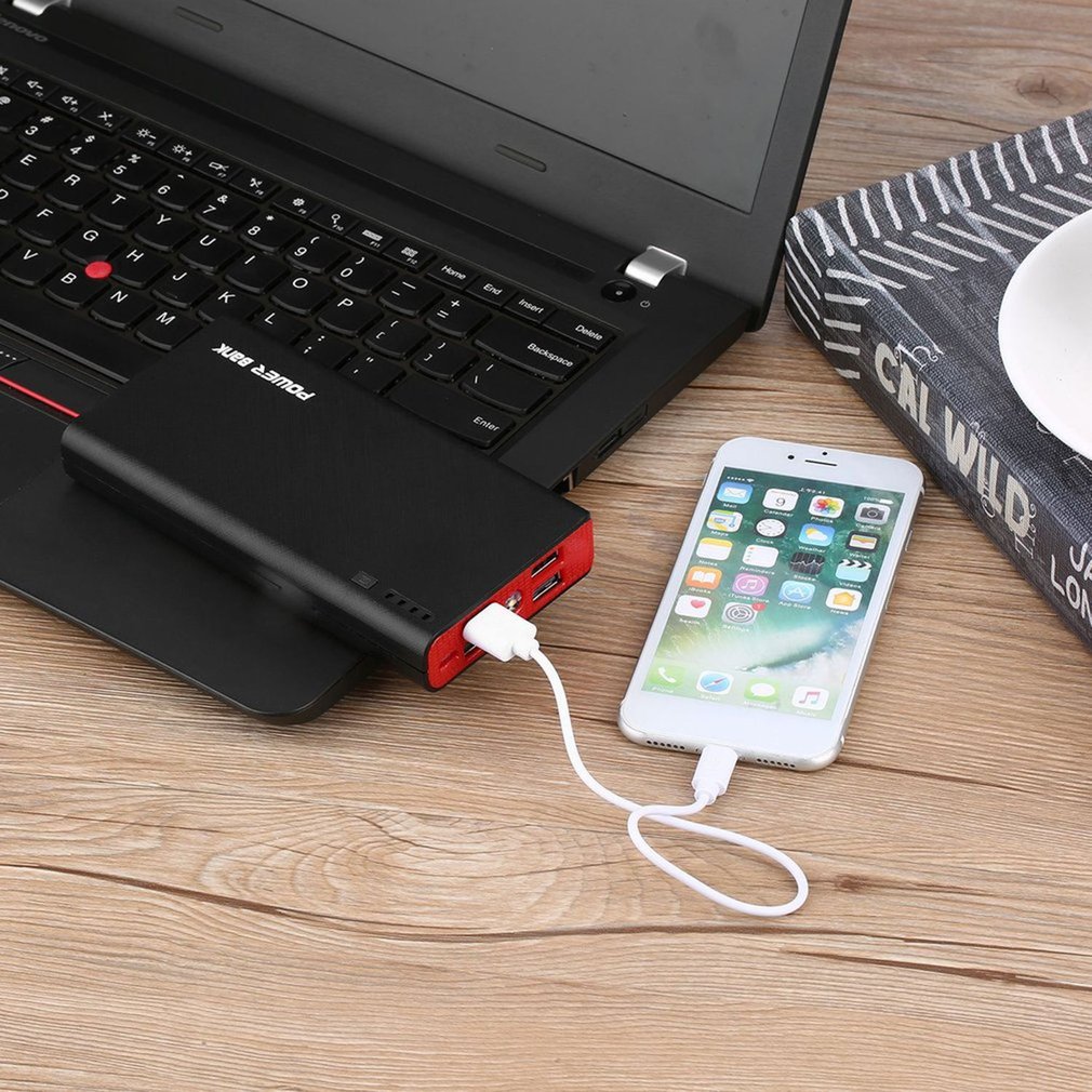 Universele 4 Usb-poorten Power Bank 6000Mah Capaciteit Lader Voeding 18650 Batterij Backup Power Met Emergency Led Licht