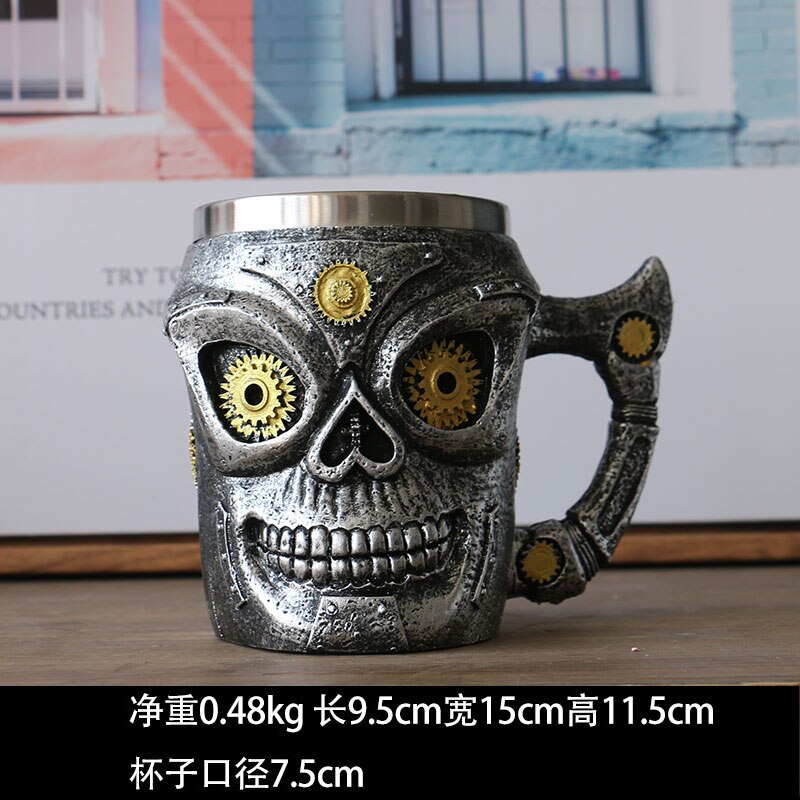 3D Rvs Bier Mokken Keramische Schedel Mok Skelet Grim Knight Gothic Koffie Cups Creatieve Beste Halloween