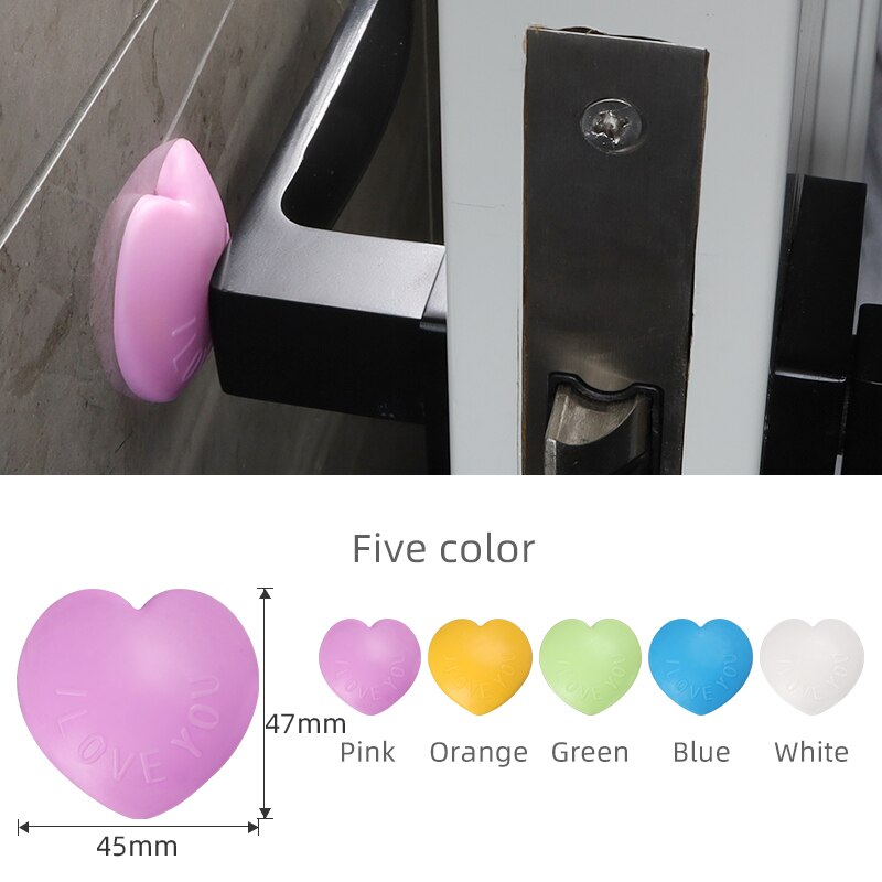 5PCS Soft Rubber Pad Doorknob Protect Wall Self Adhesive Silica Gel Door Stopper Anti-Collision Handle Fender Mute Cute Color